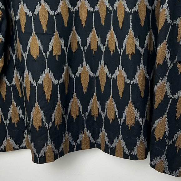 J. Jill Pure Jill Ikat Print Cotton Relaxed 3/4 Wide Sleeve Top Fall Lagenlook - Picture 7 of 11